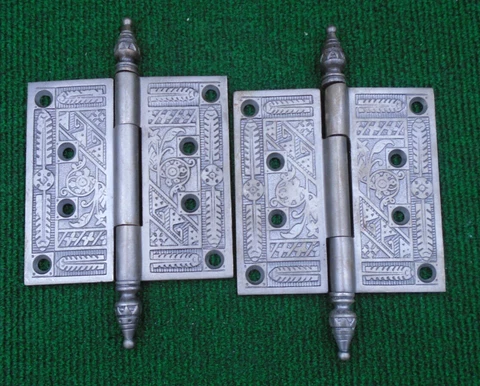 PAIR of CIRCA 1880 CORBIN 4 1/2 X 4 1/2 EASTLAKE HINGES - BEAUIFUL  (19286-1) Cover