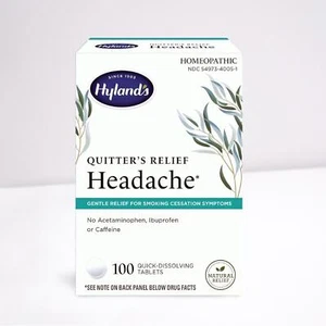 Hyland's Quitters Gentle Relief for Smoking Cessation Symptoms Headache 100 Tabs - Picture 1 of 7