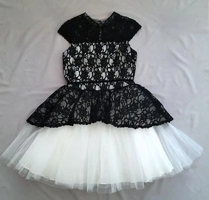 NWT DAVID CHARLES GIRLS BLACK LACE WHITE TULLE DRESS SZ 12 ~ PARTY ~ RRP$680 - Bild 1 von 7