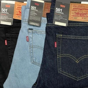 Levis® 501 Mens Denim Jeans Original Fit bottoms Straight Leg Pants Jean NEW - Picture 1 of 10