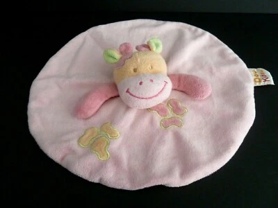 *. DOUDOU PLAT ROND DOU KIDOU DOUKIDOU VACHE ROSE ORANGE VERT TACHE TBE - Photo 1/4