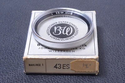 ✅ B & W SCHNEIDER CLOSE-UP 43MM FILTER GENUINE LENS OR CAMERA SCREW BOXED 104-2 - Image 1 of 2
