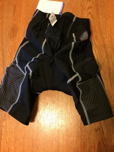 Hincapie Womens HC-12 Cycling Shorts XL Black w White Stitch 8" in. inseam NWT - Picture 1 of 9
