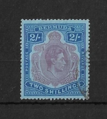 Bermuda 1950 GVI 2/- Keyplate SG116f Perf 13 Fine Used Cat£42 - Image 1 of 2