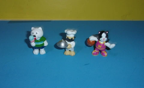 GANZ Webkinz PVC Chef Pug Dog Figurine Collectible Waiter w/ Ice Cream Bear & Cover