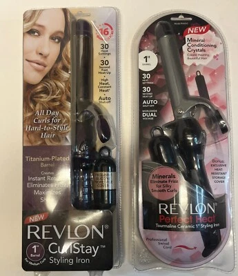 Revlon Perfect Heat 1” And Curl Stay 1” Tourmaline Ceramic Curling Styling Irons - Image 1 of 4