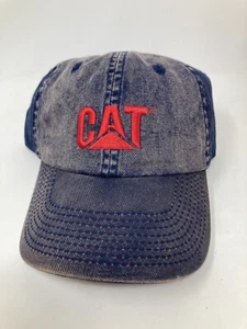 Vintage RED CAT Caterpillar Denim 3D Adjustable Hat Cap USA-RETRO-RARE - Picture 1 of 4