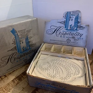 2 Sets-Vintage Wheat Pattern Federal Glass Hospitality Snack Set 4Plates & Cups - Picture 1 of 7