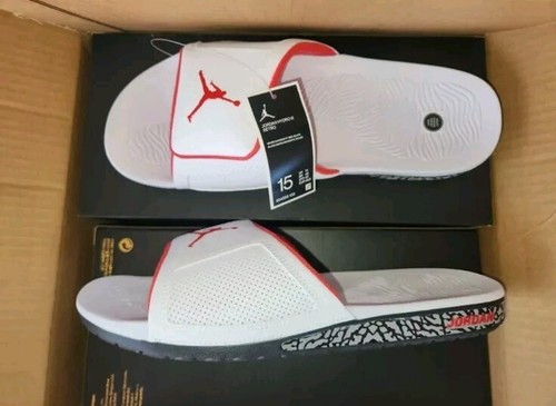 Nuove taglia 15 Nike Air Jordan Hydro 3 retro slides bianco rosso 854556 103 autentiche