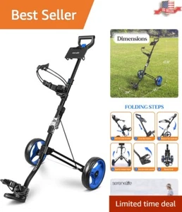 Golf Hand Cart: 2 Wheel Folding - Durable Aluminum Frame - Compact Size - Blue - Picture 1 of 9