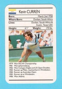 Kevin Curren Scarce 1987 UK Tennis Card