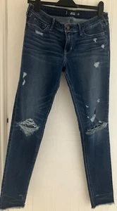 Hollister Ripped Jeans 9R (M 10-12 uk) Blue Super Skinny Zip Button Fab quality - Picture 1 of 7