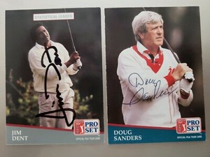 1991 PRO SET 2 JIM DENT/DOUG SANDERS PGA GOLF CARD AUTO IN PERSON NOT...