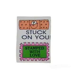 Vintage Valentine's Day Stickers -Love -Cute -Kids -(2) Stickers Rare 80s Unused - Picture 1 of 8