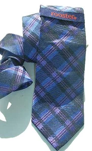 Rooster NEW Blue Slim Plaid Men's Neck Tie Silk $55 A1423 - Picture 1 of 2