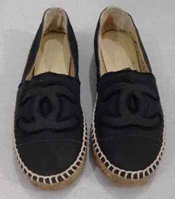 Alpargata Chanel Negra Lona CC Plana UE Talla 38 Foto 1 de 4