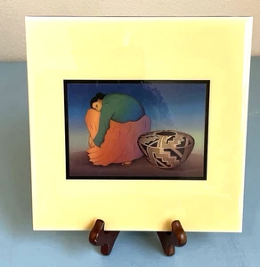 "Storage Jar" Tile Native American Art Woman & Jar 8”x8” Vintage R C Gorman - Picture 1 of 6