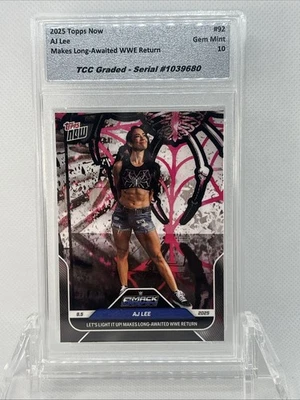 2025 Topps Now AJ Lee Long Awaited WWE Return TCC Graded Gem Mint 10 - Image 1 of 3
