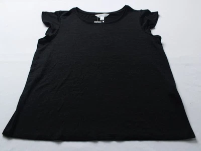 Market & Spruce Women's Stitch Fix Luisa Flutter Sleeve Knit Tee CD4 Black Large - Image 1 of 3