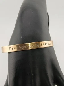 BIRD + STONE The Future Is Female gold plate adjustable 7 in cuff bracelet - Picture 1 of 9