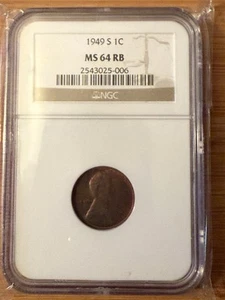 1949 S Lincoln Cent NGC MS64RB - Picture 1 of 2