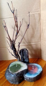 New 2 Sand Casted Unscented Freeform Abstract Art CANDLE's (w) - Picture 1 of 7