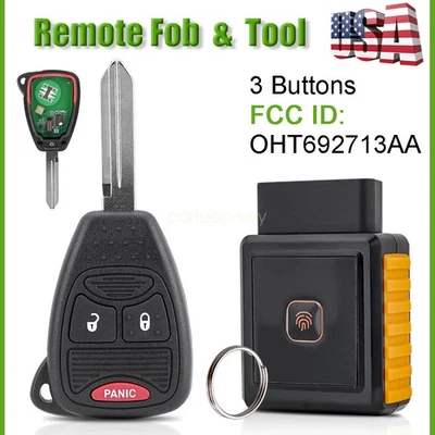 Llavero remoto 3B para Jeep Wrangler Compass Chrysler PT Cruiser + Herramienta de programador Foto 1 de 4