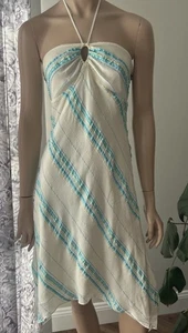 Vintage Express Y2K Asymmetrical Hem Halter Dress Silk Blend Sz 8 - Picture 1 of 16