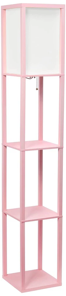 Lalia Home Light Pink Wood 3-Shelf Etagere Column Floor Lamp - Image 1 of 1