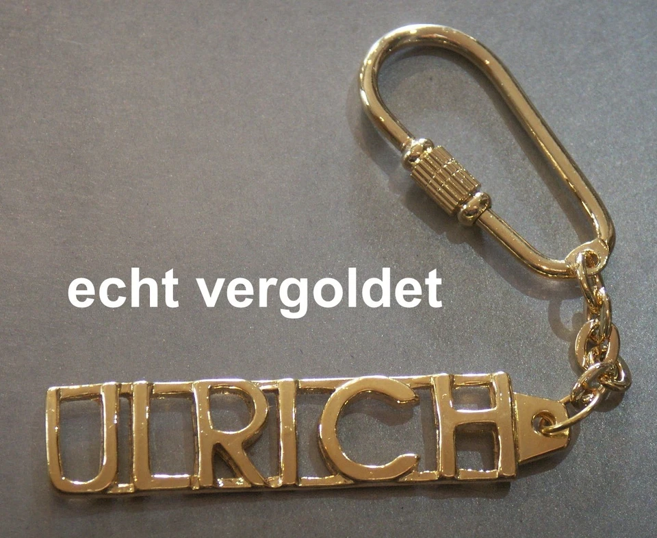 HIERZEGGER EDLER SCHLÜSSELANHÄNGER ULRICH VERGOLDET GOLD NAME KEYCHAIN WEIHNACHTSGESCHENK