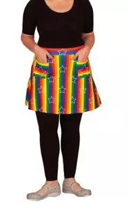 RAINBOWS & FAIRIES Label Women Rainbow Stripe Star Aline Short Skirt Size L/XL - Picture 1 of 8