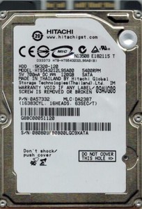 Hitachi HTS543212L9SA00 P/N: 0A57332 MLC: DA2387 120GB