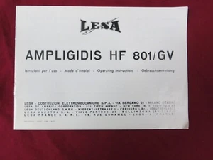 Manuale originale per LESA mod. AMPLIGIDIS HF 801/GV - Amplificatore Stereo - Foto 1 di 3