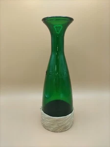 Vtg Italian Green Glass Wine Carafe Wrapped base Water Decanter Embossed Corelli - Picture 1 of 8