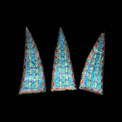 Suite De 3 Éléments En Cuivre Émaillé & Cloisonné & Polychrome & Ancien  - Photo 1/4