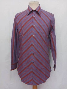 Armani Collezioni Red Blue Striped Cotton Men's Casual Shirt L/S M - Picture 1 of 9