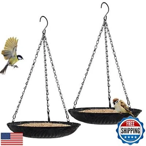 Platform Bird Feeder,11 inch Large Metal Hanging Tray Bird Feeders for Outsid - Picture 1 of 5