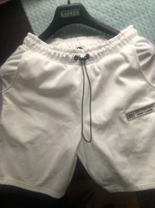 boohooMan Loose Fit Athletic Short With Side Light Purple Insert Sz M White - Picture 1 of 5