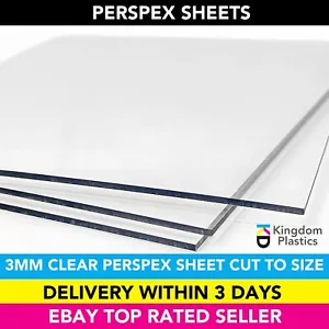 3mm Clear Perspex Acrylic Sheets - Perspex Cut To Size - Fast Delivery - Picture 1 of 7