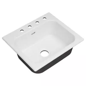 American Standard Drop-in Kitchen Sink Quince Drop-In Cast Iron 25" 4-Hole White - Picture 1 of 7