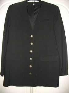 Size 14 Genuine Vintage 1990's Black Stylish Jacket, Gold Buttons, Very Smart - Picture 1 of 12