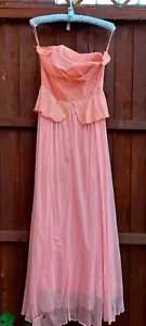 Size 10/12 Vintage Pink 1930s/40s Strapless Net long Gown - Picture 1 of 12