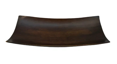 Crate&Barrel Vintage Curved Wood Tray 18 x 8 x 2.5" Heavy Coffee Table Accessory - Image 1 of 4