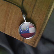 Georgia State of America Flag Symbol Necklace Pendants Pewter Silver Jewelry JNP