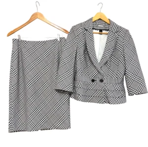 White House Black Market 2 Piece Plaid Suit Jacket And Pencil Skirt Lined Sz 10 - Picture 1 of 12