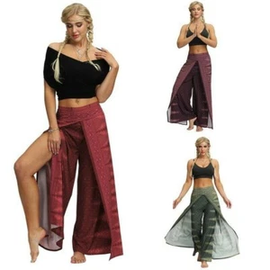 Lady Wide Leg Yoga Pants High Waist Loose Trouser Bohemian Plus Size Fashion Fit - Picture 1 of 14