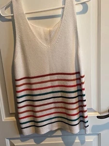Women Knitted V Neck Sweater Vest Preppy Style Size M - Picture 1 of 3