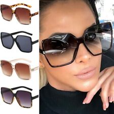 Oversized Square Flat Top Sunglasses Large Black Y2K Women Ladies Big UV400