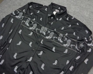Camisa Roper Para Hombres 2XL Negra Perla A Presión Estampado Bota Occidental Vaquero Rodeo - Imagen 1 de 11