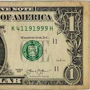 Cuatro 9s Trinario Fantasía Número de Serie Un Dólar K41191999H Cumpleaños 9/11/1999 - Imagen 1 de 8